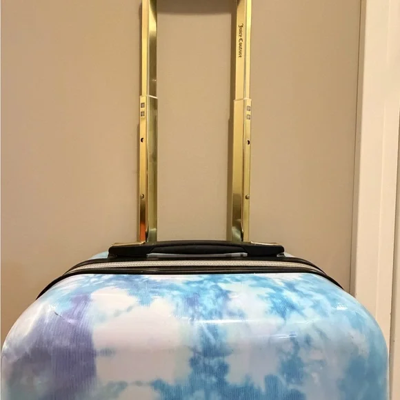 Juicy Couture Tie-Dye Hard Shell Carry-On in Blue and Pink with Gold Handle - Picture 2 of 9